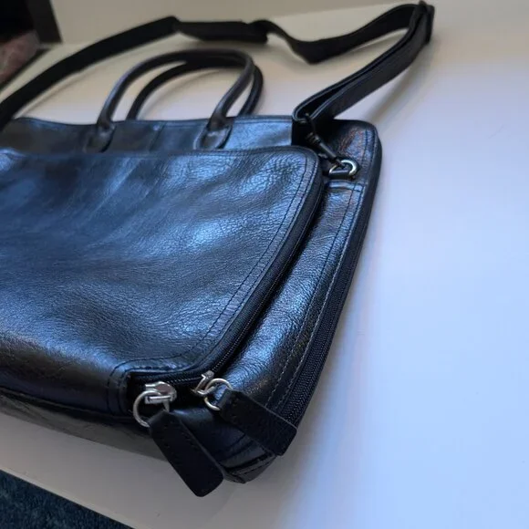 Beautiful Vintage Wilson's Black Leather Laptop Bag in great condition - Picture 4 of 16